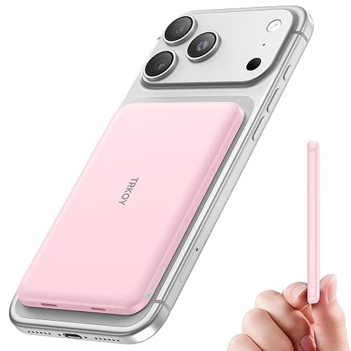 TRKOY for Magsafe Portable Charger, 5000mAh for Magsafe Power Bank with USB C Fast Charging,Travel Essential for Magnetic Battery Pack Wireless for iPhone 17/16/15/14/13/12 Series, Pink - Image 1
