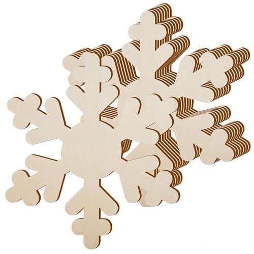 8 Pcs Large Wooden Christmas Snowflake Cutouts 12 Inch Unfinished Wood Snowflake Shape Ornaments Blank Christmas Wood Cutouts Slice Wooden Hanging Decoration for DIY Crafts Xmas Winter Decor - Image 1