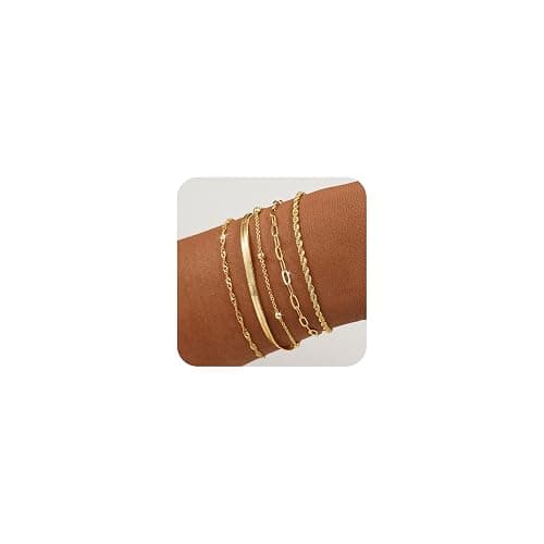 BERISO Gold Bracelets for Women, Elegant Adjustable 14K Gold Plated Bracelet for Women, Trendy Minimalist Dainty Gold Bracelet for Everyday Wear - Image 1