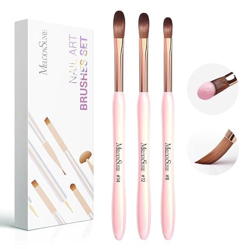MelodySusie 3Pcs Acrylic Nail Brush Set, Pink | Size 8/12/14 for Extension and 3D Carving,DIY Home Salon Manicure Tool - Image 1