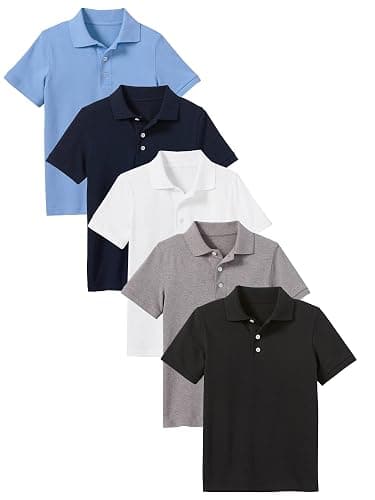 Galaxy by Harvic Polo Shirt for Boys - 5 Pack School Uniform for Boys, Tagless Cotton Blend - Soft Comfortable Everyday Wear - Image 1