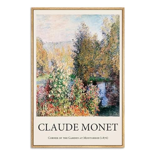LARAGE Monet Wall Art Framed,Monet the Artists Garden at Montgeron Wall Decorations,Nature Landscape Wall Art Prints for Living Room Bedroom Wall Decor-16x24IN Natural Framed - C-Natural Framed - 24L" x 16W" - Image 1
