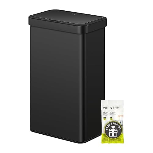 EKO Nova Sensor Trash Can, 21 Gallon/80 Liter Stainless Steel Rectangular Touchless Motion Sensor Trash Can, Matte Black - Image 1