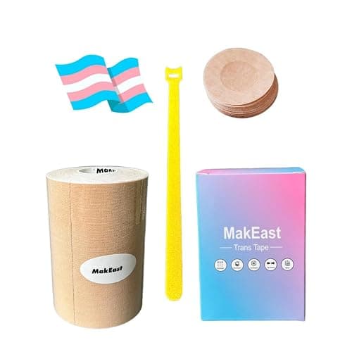MakEast Trans Tape for Transitioning Extra Wide Chest Binding Tape Latex Free FTM Chest Binder with Nipple Covers - Image 1