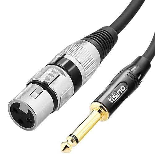 Tisino Female XLR to 1/4 (6.35mm) TS Mono Jack Unbalanced Microphone Cable Mic Cord for Dynamic Microphone - 6.6 FT/2 Meters - Image 1