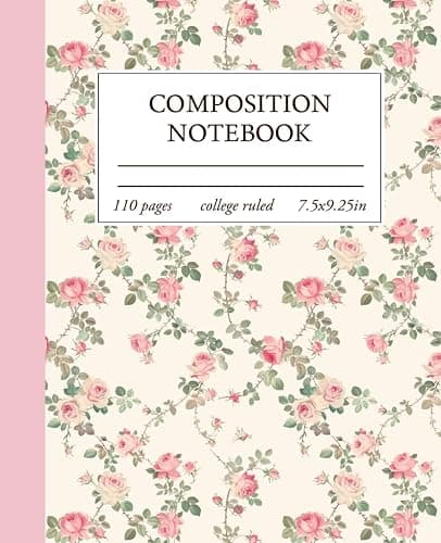 Composition Notebook College Ruled: Light Pink Floral Coquette Cottagecore Vintage Aesthetic Journal for Women - Image 1