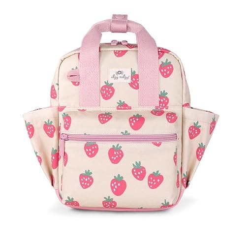 Itzy Ritzy Toddler Backpack - Daycare Bag - Features Adjustable Shoulder Straps, 2 Side Pockets & Spacious Interior with Wipeable Fabric Lining & Name Label, Strawberry Backpack - Image 1
