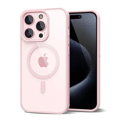 oakxco for iPhone 15 Pro Case Clear Magnetic Compatible with Magsafe, Thin Slim Transparent Non Yellowing, Hybrid Soft Silicone Bumper & Hard Plastic Protective Cover for Women, Light Pink - Image 1
