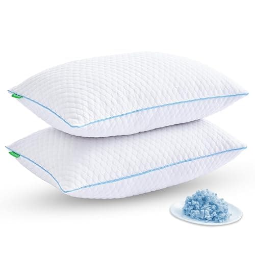 Friendriver Shredded Memory Foam Pillows for Sleeping 2 Pack - Cooling Bed Pillows Standard Size Set of 2 - Firm Pillow for Side and Back Sleepers Adjustable Gel Pillow with Removable Cover - Image 1