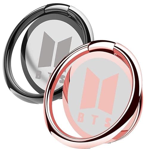 2 Pack Phone Ring Holder Finger Kickstand Universal 360° Rotation Metal Ring Grip for Magnetic Car Mount Compatible with All Smartphone(Grey&Rose) - Image 1