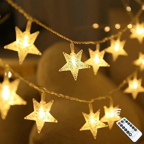 Star String Lights Battery Operated, 20 FT 40 LED 8 Modes Timer Warm White Twinkle Lights Hanging Fairy Light for Bedroom Room Office Party Home Indoor Outdoor Xmas Decor Tree Decorations - Image 1