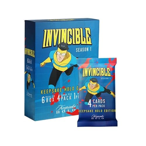 Invincible Season 1 Keepsake Holo Blaster Box: 6 Packs, 4 Cards Per Pack, 1 Guaranteed Hit, Holo Mirror Cards, Chase Rare Inserts, 600-Card Checklist - Image 1