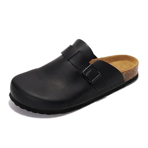 Project Cloud Mens Clogs - 100% Full Grain Genuine Leather Memory Foam Clogs for Men Arch Support Cork Footbed - Non Slip Platform Mules (Brooklyn) - Image 1