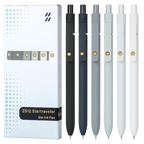 Ddaowanx Gel Pens, 0.7mm Quick Dry Black Ink,Fine Point Smooth Writing Pens,Office School Supplies,Gifts for Women Man(6Pcs Black White Gray, Black) - Image 1