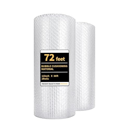 Bubble Cushioning Wrap 2 Pack 12 Inch x 72 ft Total Bubble Wrap for Packing,Moving Boxes and Shipping for Your Business,Perforated Every 12 in.Suitable for Filling Packaging Boxes. - Image 1