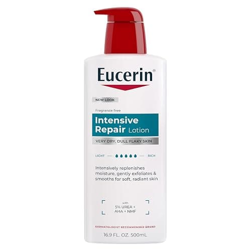 Eucerin Intensive Repair Body Lotion with Urea, AHA and NMF, 16.9 FL OZ | Body Lotion for Dry, Flaky Skin, Enriched with Urea, AHA and NMF, Moisturizes, Gently Exfoliates and Smooths, Fragrance Free - Image 1