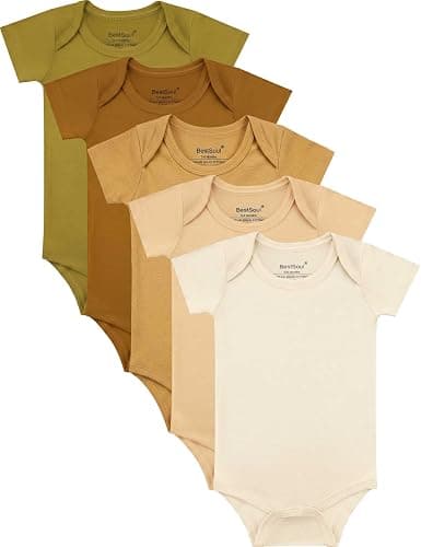 BestSoul Baby Solid Bodysuit - Super Soft Rayon made from Bamboo - Short Sleeve Long Sleeve Newborn Infant Boy Girl - 5-Pack - Image 1