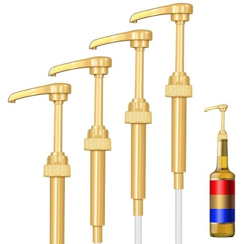 4 Pack Fresh Finest Coffee Syrup Pump Dispenser, Syrup Pump is Compatible with Torani, Davinci, Jordans Skinny Syrups, Fits 25.4 Oz/750 ML Bottles, for Coffee Syrups, Teas, Snow Cones, Smoothies - 4 Count (Pack of 1) - Image 1