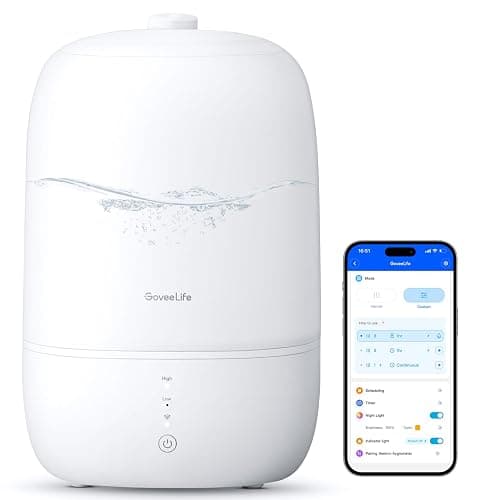 GoveeLife Smart 3L Humidifiers for Bedroom, Top Fill Cool Mist with Essential Oil Diffuser, Humidity Control, WiFi Air Humidifier with Night Light, 360° Nozzle, for Baby, Plants, Home, Work with Alexa | Essential Oil Diffuser, Humidity Control, WiFi Air Humidifier with 360° Nozzle, for Babies, Plants, Home, Works with Alexa - Image 1