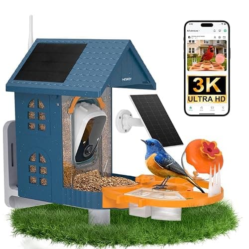 Smart Bird Feeder with Camera Outdoor Birdhouse:AI Identifies 11000+ Species, Features 3K HD Quality and Arrived Alerts Function,Powered by 3 Solar Panels,Gifts for Mom Dad Bird Lovers - Image 1
