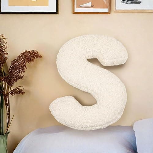 Letter Plush Pillow, Letter Hugging Throw Pillows, Decorative Initial Letter Shaped Throw Pillows for Bed Couch, Letter Pillows English Alphabet A to Z for Sofa Bedroom Living Room Decor (S) - Image 1