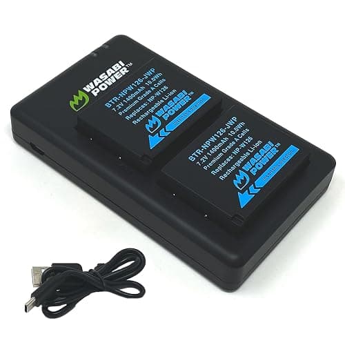 Wasabi Power NP-W126, NP-W126S Battery (2-Pack) USB-C Dual Charger for Fuji X-T100, X-T200, X100F, X100V, X100VI, X-S10, X-A5, X-A10, X-E4, X-Pro2, X-Pro3, X-T1, X-T2, X-T3, X-T10, X-T20, X-T30 II - Image 1
