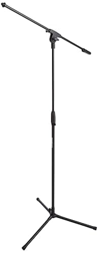 Amazon Basics Adjustable Boom Arm Height Microphone Stand with Tripod Base, Up to 85.75 Inches - Black - Image 1