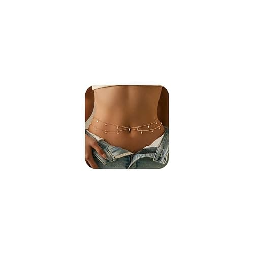 Longita Belly Chain Gold Silver Waist Chain for Women Waist Jewelry for Women Gold Belly Chains Stomach Back Jewelry for Backless Dress Trendy Sexy Body Chains for Bra non Tarnish Waterproof Plus Size - Image 1