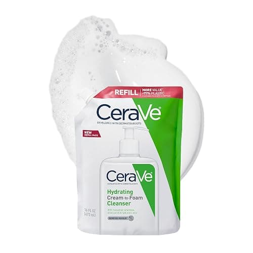 CeraVe Hydrating Cream To Foam Cleanser, Face Wash for Dry Skin,16oz Refill - Image 1
