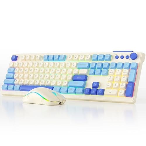 Wireless Keyboard and Mouse Combo, RGB Backlit Rechargeable 2000 mAh Battery, Wireless Computer Keyboards, Tri-Mode Bluetooth/2.4GHz/USB-C Custom Creamy Keyboard, RGB Backlit Media Knob - Image 1
