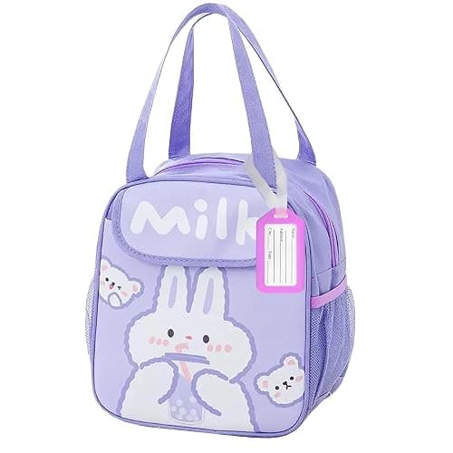 QZLSAYSL Lunch Bag for Girls - Insulated Kids Lunch Box for School Portable Reusable Toddler Cooler Lunch Bag with Bottle Holder and Water-Resistant Lining - Image 1