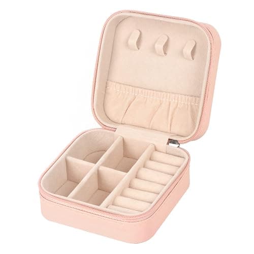 MFXIP Travel Jewelry Case Small Jewelry Box Jewelry Organizer Storage Case Portable PU Leather Mini Jewelry Travel Case for Girls Womens Earring, Necklace, Rings,Bracelets - Image 1