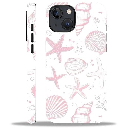 ZHEGAILIAN Case Compatible with iPhone 13/14, Cute Light Pink Shells Design Phone Case, Matte Mixed Double-Layer Hard Shell+Soft Silicone TPU Shock Protective - Image 1