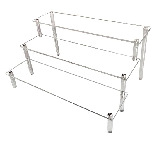3 Tier Acryl Riser Display Regal Ständer für Amiibo Funko Pops Figuren, Tischplatte klar Acryl Organizer für Nagellack Gewürz Kosmetik Kunsthandwerk Schmuckständer Cupcake Buffets Dessert Figures - Image 1