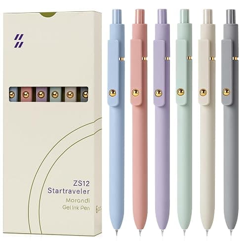 FIOVER Gel Pens, 6pcs 0.7mm Fine Point Black Ink, Quick Dry Smooth Writing Pens for Journaling, Nurse Aesthetic Cute Office School Supplies, Gifts for Women and Men (6Pcs Morandi-Black Ink) - Image 1