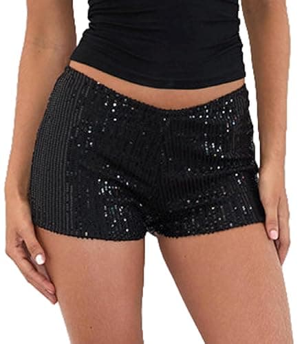 Women Y2k Sequin Micro Shorts Low Rise Bodycon Sparkly Mini Shorts Sexy Going Out Bottoms Rave Party Clubwear - Image 1