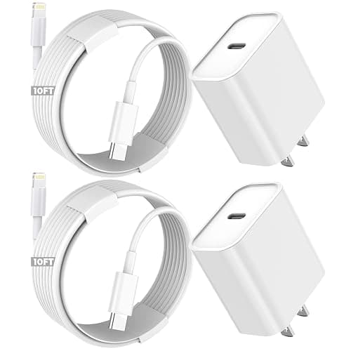 iPhone Fast Charger,Extra Long Fast Charger iPhone 10Foot 2Pack iPhone Charger 20W 10FT Fast iPhone Fast Charging USB C to Lightning Cable Cord Adapter for iPhone 14 13 12 Mini 11 Pro Max/X/XR/SE/iPad - 10FT - White - 2 - Image 1