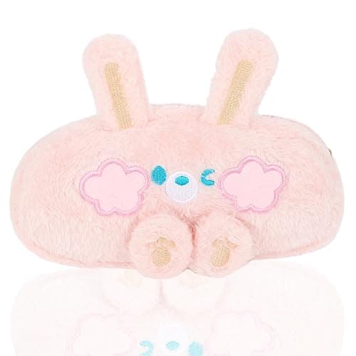 MOTIBACK Plush Cute Animal Pencil Case - Pink Rabbit, 20x11.5cm Soft Fluffy Pencil Pouch with Durable Zipper, Kawaii Stationery Case for School and College - Image 1