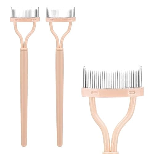 2 Pcs Eyelash Separator Tool Mascara Brushes Eyelash Comb Lash Separator Definer for Combing, Separating Lashes - Apricot Pink - Apricot Pink - Image 1
