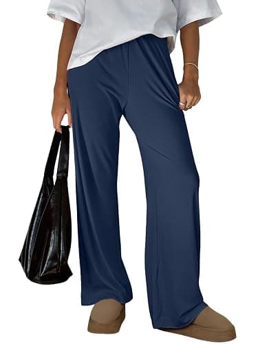 Trendy Queen Womens Business Casual Pants Barrel Sweatpants Wide Leg Comfy Lounge Pants Baggy Flowy Ribbed Fall Outfits - Image 1