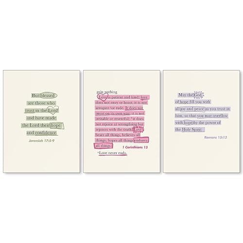 Haitunone Christian Bible Verse Wall Art Jesus Scripture Quotes Posters Set of 3 Modern Inspirational Canvas Prints Religious Church Wall Decor 12x16 inch Unframed - Image 1