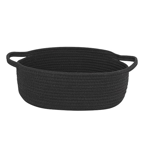 WILLITAT Small Basket for Gifts Empty, Woven Cotton Rope Gift Basket, Cute Kids Dog Cat Toy Bin Box, Baby Nursery Organizer, Decorative Storage Bin for Shelves, Easter, Home Decor, 13"x9"x5", Black - Image 1