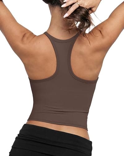 SUUKSESS Women Padded Workout Tank Tops with Built in Bra Racerback Gym Tops - Image 1