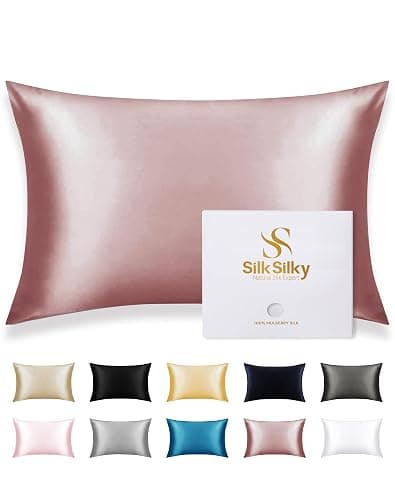 SilkSilky 100% Mulberry Silk Pillowcase - Pure 22 Momme High-Grade 6A Fibers for Hair & Skin, Envelope Closure, Natural, Organic, Breathable & Cooling Pillow Case (Standard, Pale Mauve) - Image 1