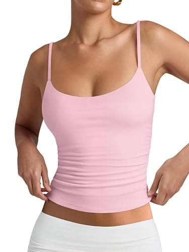 PINKMSTYLE Women's Basic Double Lined Scoop Neck Tank Tops Adjustable Cami Tank Summer Sleeveless Tops - Image 1
