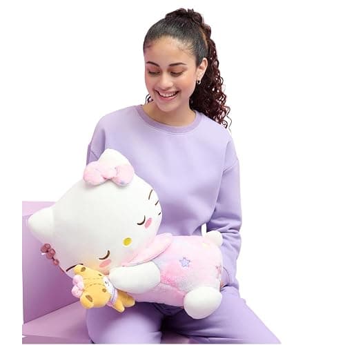 Jazwares Hello Kitty and Friends, Hello Kitty 18-inch Sleeping Plush with Bestie Accessory - Officially Licensed Sanrio Product from 6+ - Image 1