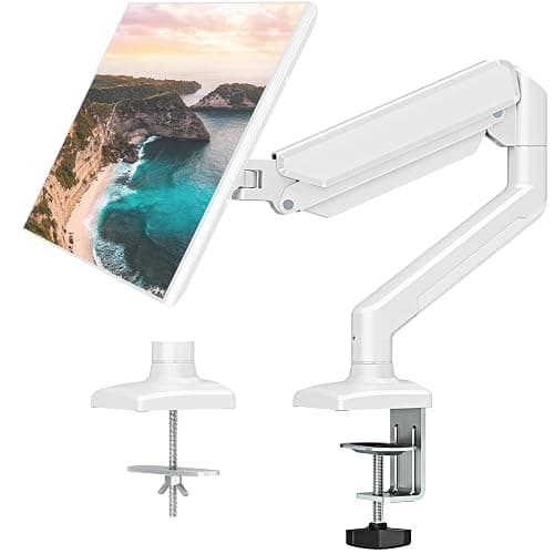 ErgoFocus Single Monitor Mount Arm Fits up to 32 Inch, Desk Mount Holds 4.4-19.8lbs Computer Screen, Full Motion Gas Spring,VESA, White - Image 1