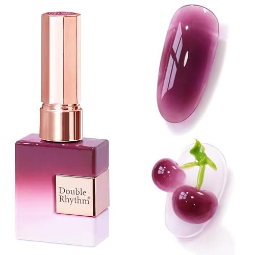 Double Rhythm 0.5 Oz Jelly Gel Polish Same Color Same Bottle Sheer Neutral Natural Light Milky Pastel 15ML Translucent Polish Art DIY at Home (Dark Purple Rose-A1798) - Image 1