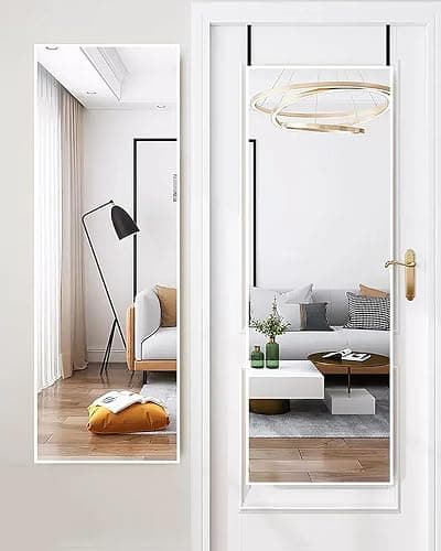 NEARBYSD 48"x 14" Door Mirror, Full Length Wall Mounted, Over The Door Mirror, Full Body, Hanging Rectangle-White - Image 1