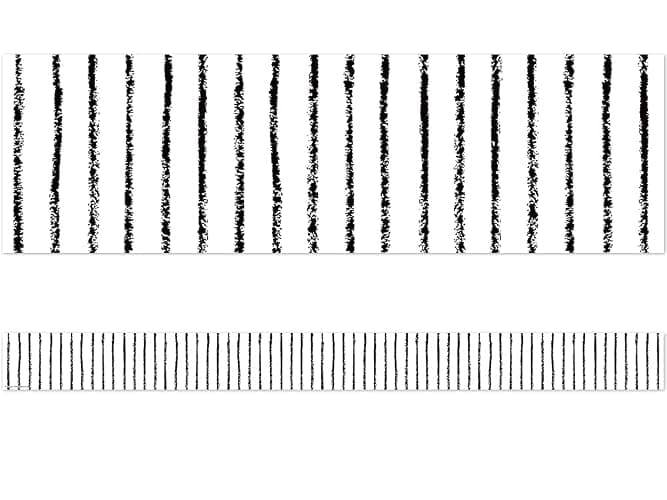 Teacher Created Resources White with Black Pinstripes Straight Border Trim (TCR3936) - Image 1